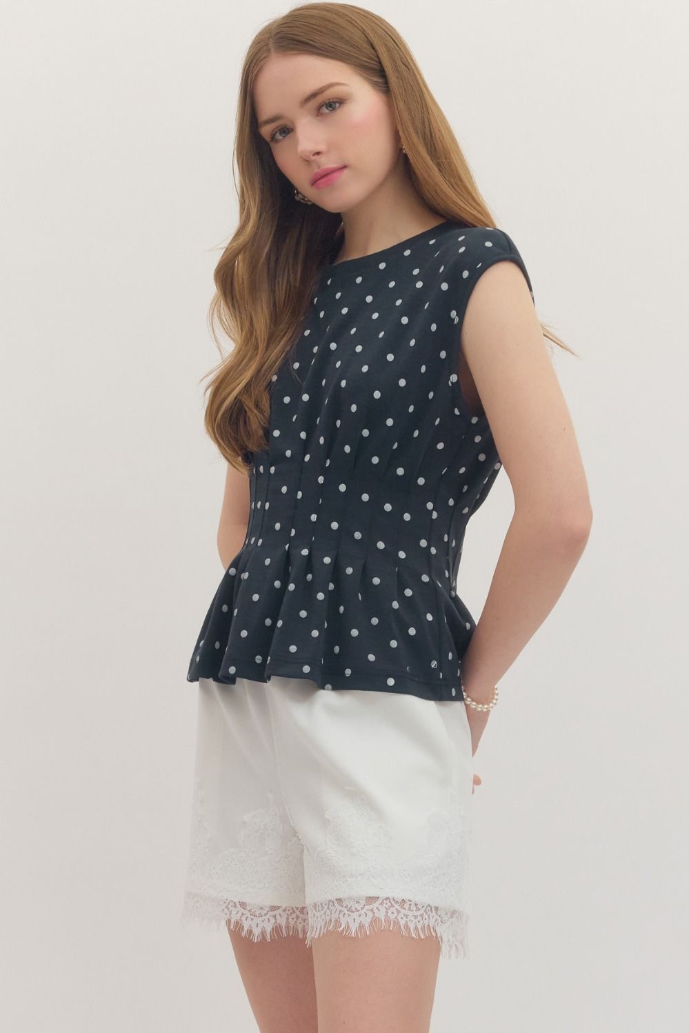 Camille Polka Dot Corset Seam Top