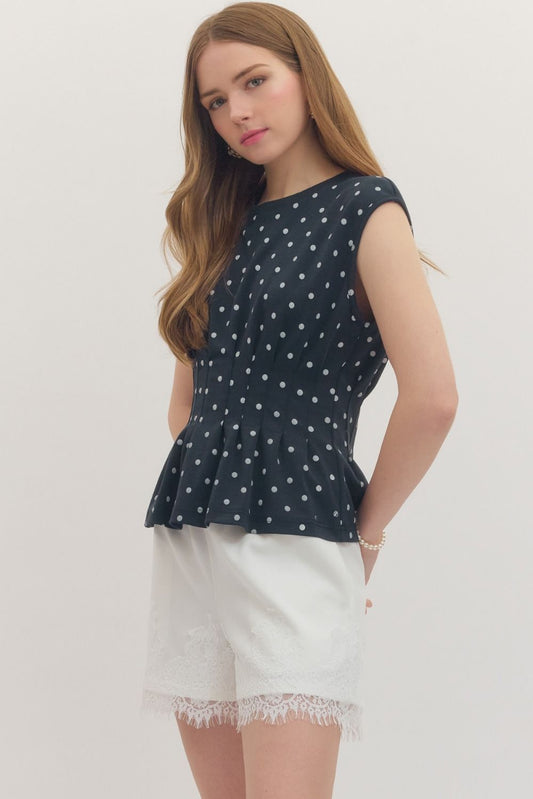 Camille Polka Dot Corset Seam Top