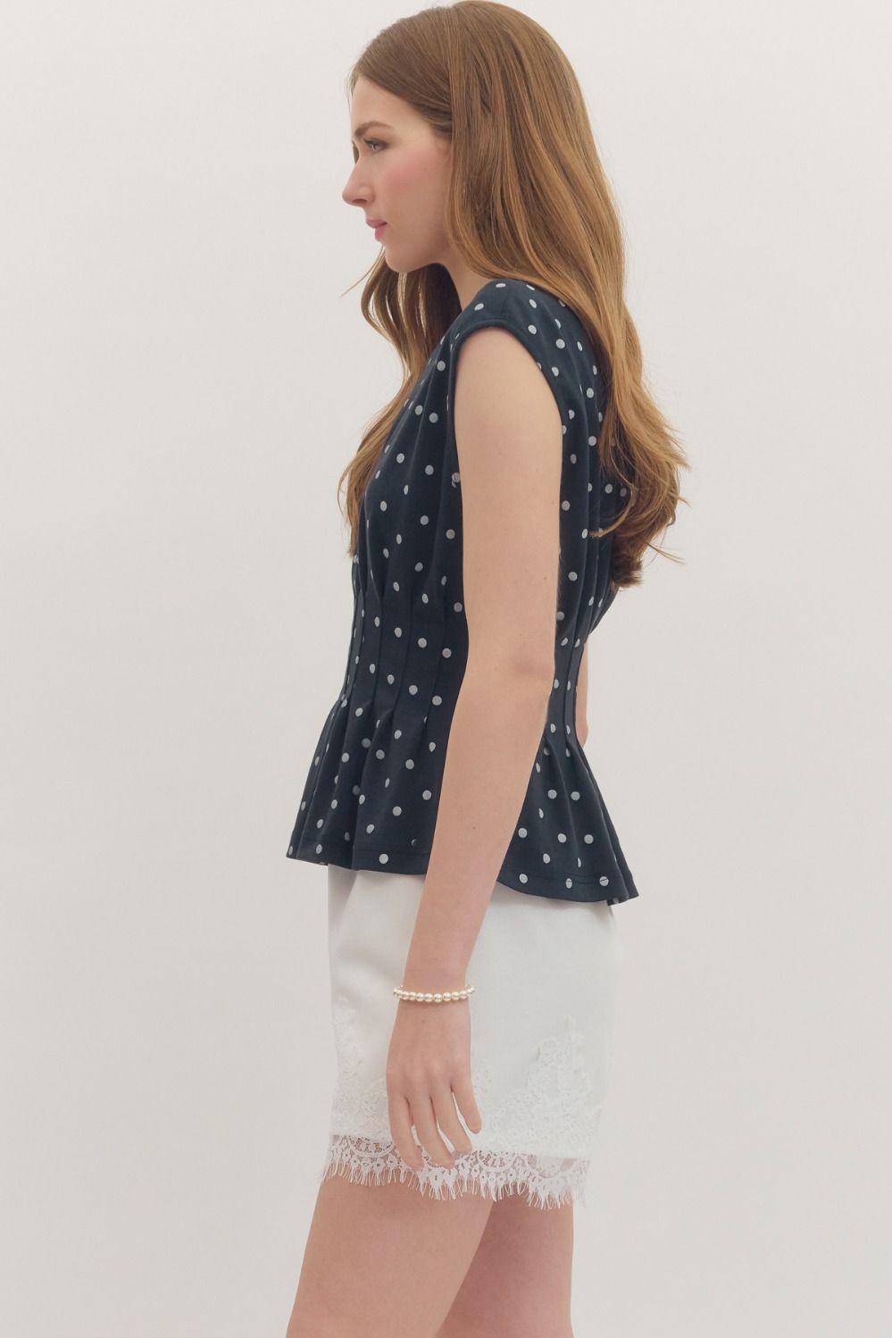 Camille Polka Dot Corset Seam Top