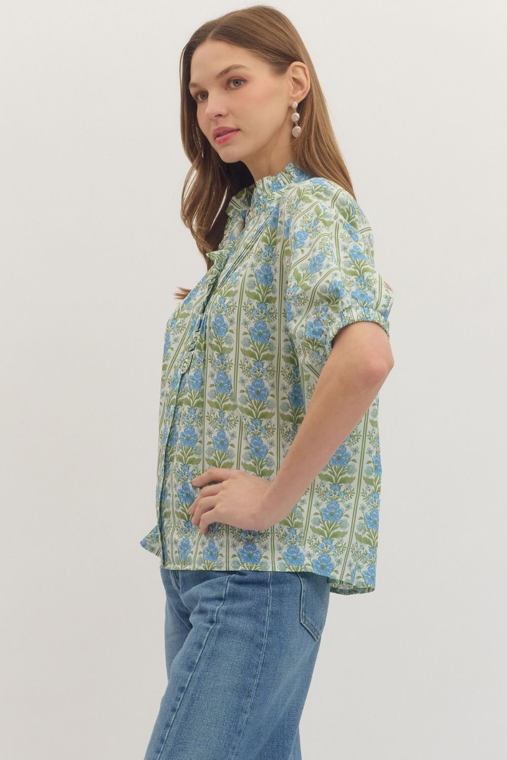 The Sage Botanical Dolman Sleeve Top