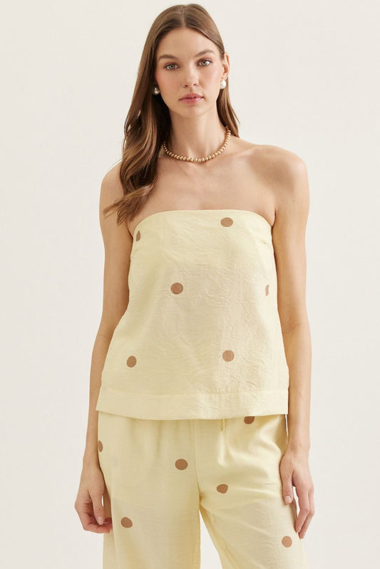 The Marissa Polka Dot Strapless Top