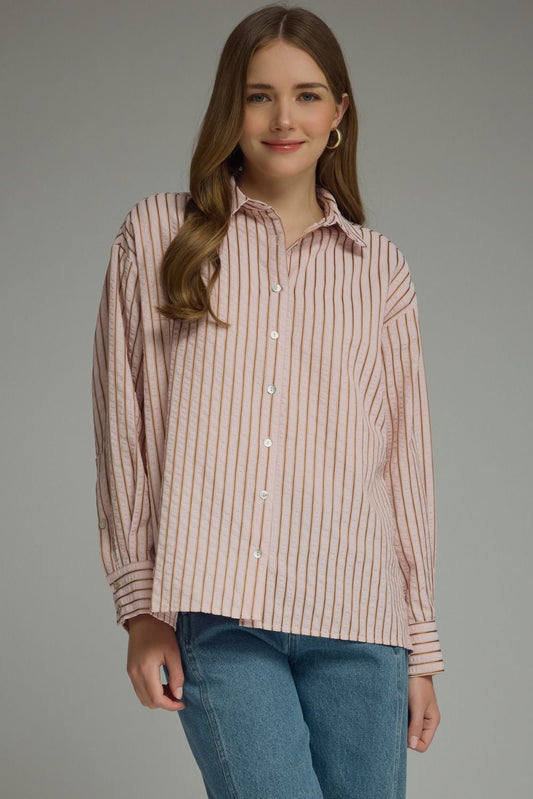 Hadley Striped Button-Front Blouse