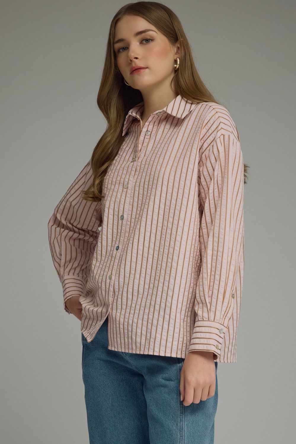 Hadley Striped Button-Front Blouse