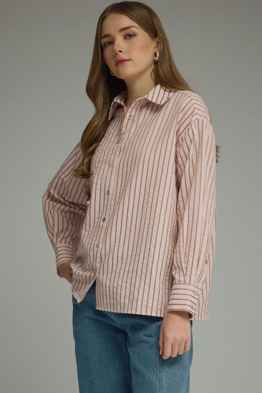 Hadley Striped Button-Front Blouse