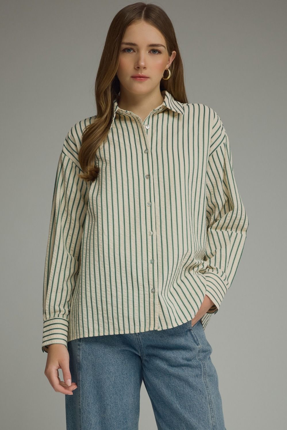 Hadley Striped Button-Front Blouse