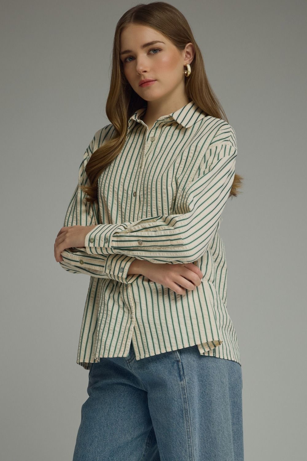 Hadley Striped Button-Front Blouse