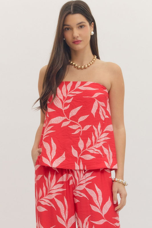 The Maren Botanical Strapless Top