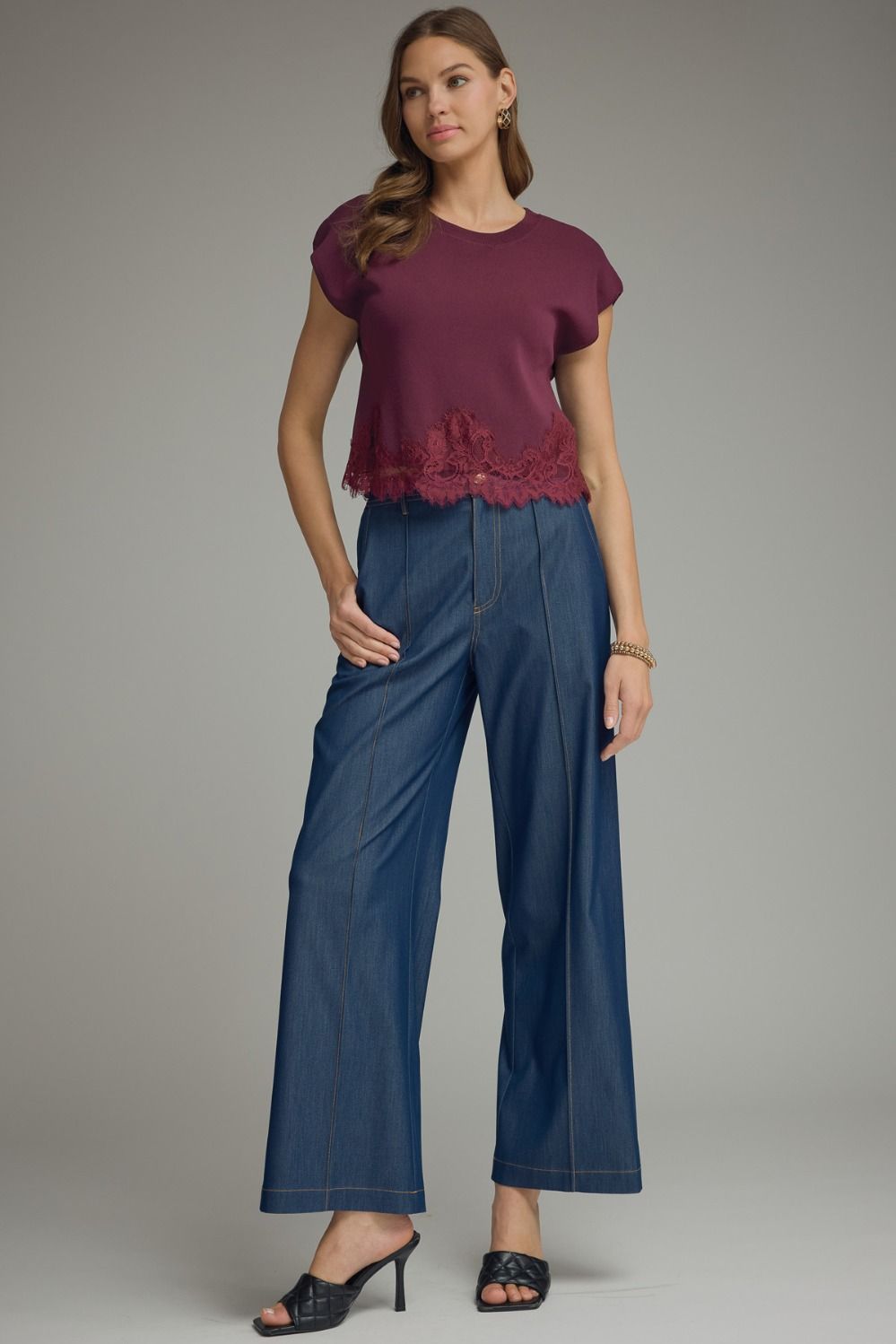 The Lauren Lace Trim Knit Top