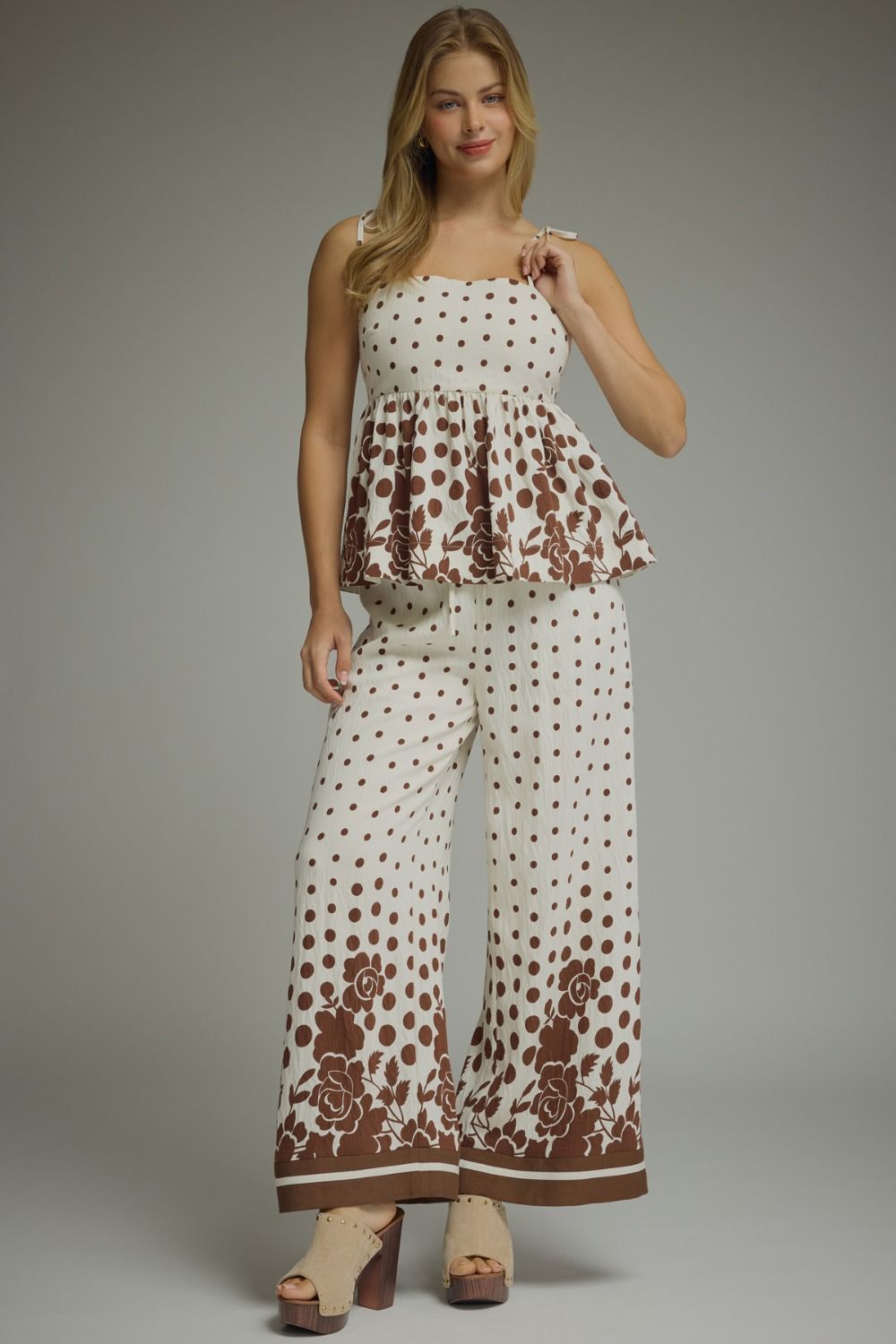 Delaney Polka Dot Border Print Top