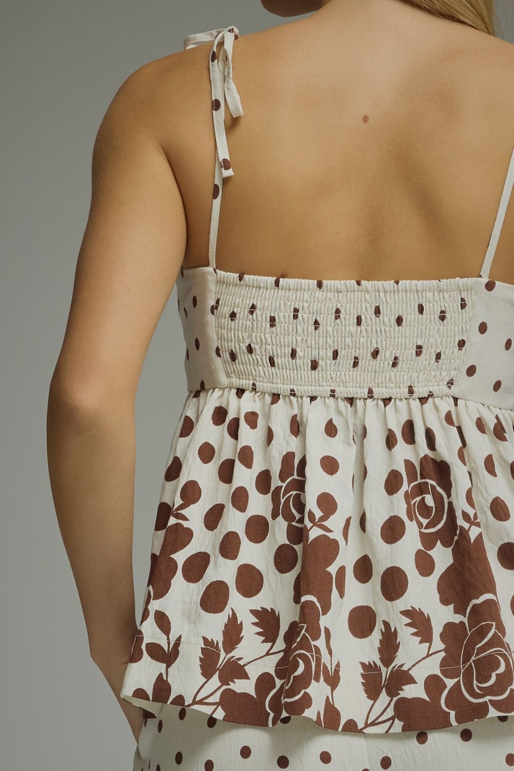 Delaney Polka Dot Border Print Top