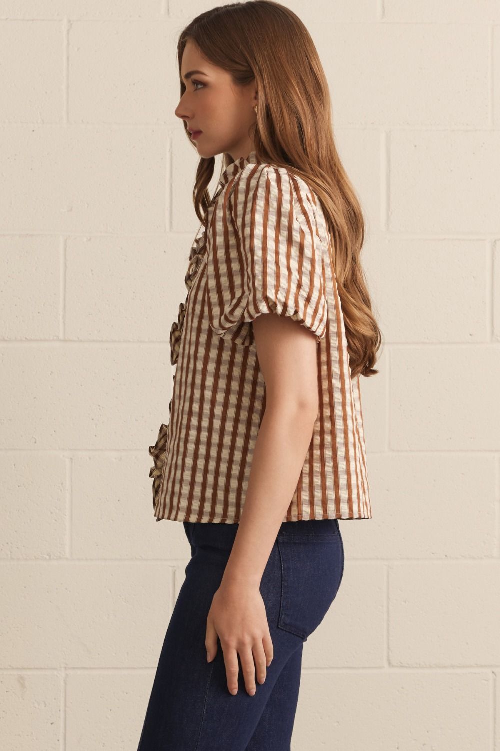 Cassidy Striped Ruffle Trim Top