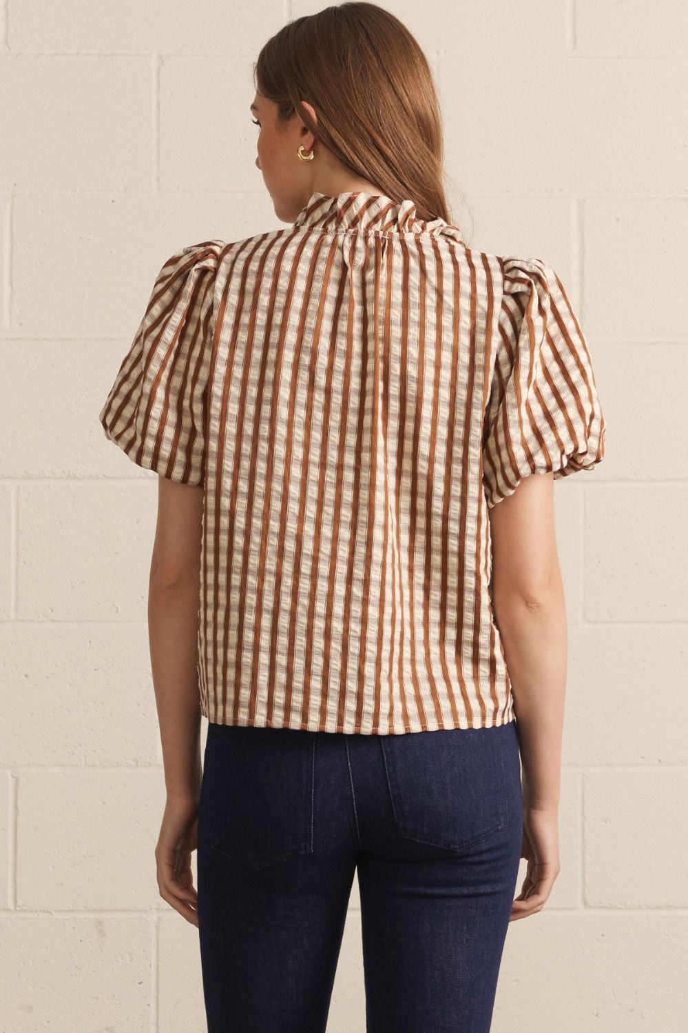 Cassidy Striped Ruffle Trim Top