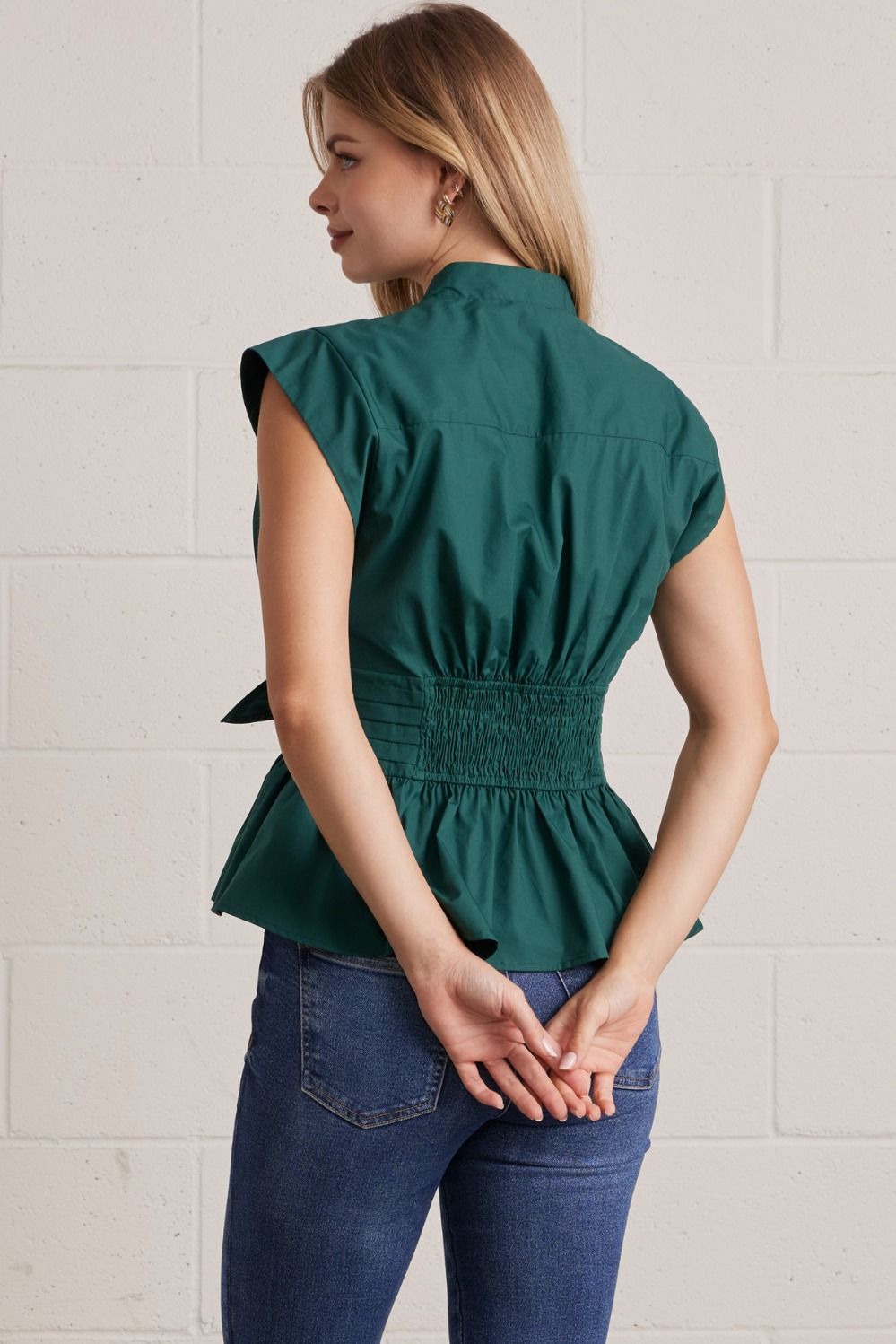 Mallory Tie-Waist Cotton Blouse