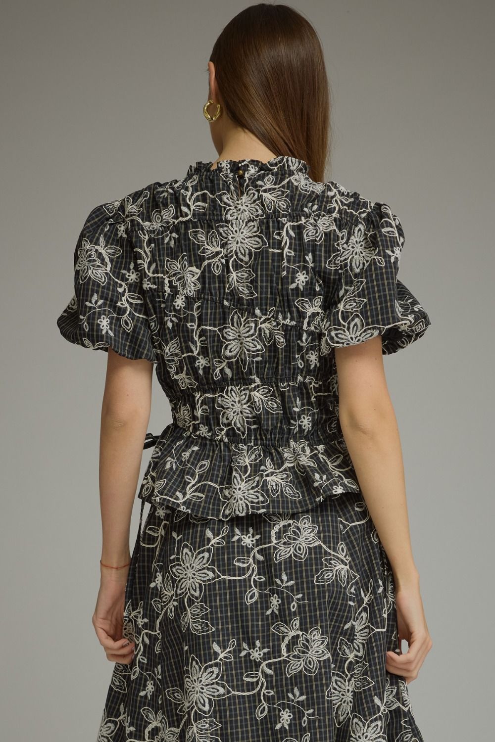 Beatrix Embroidered Plaid Top