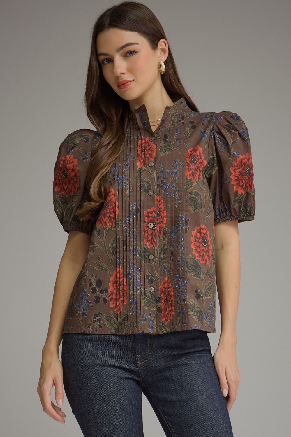 Doris Floral Pintuck Top