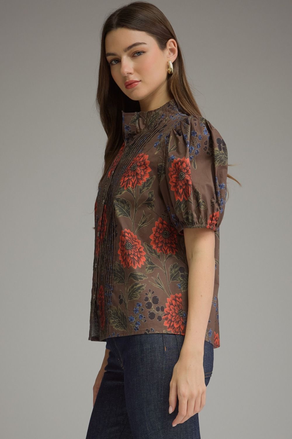 Doris Floral Pintuck Top