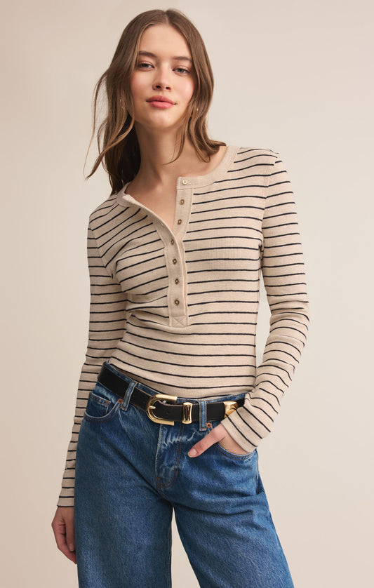 Z Supply Eve Stripe Henley LS