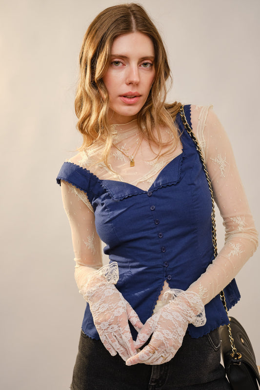 Hailey Heart Shape Lace Trim Tank Top