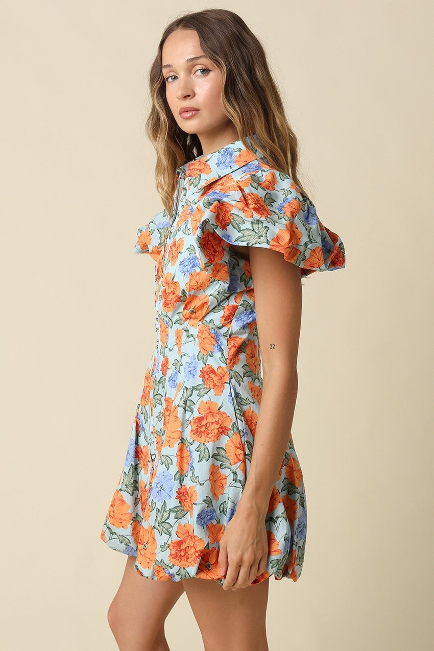 Adelaide Floral Puff Sleeve Mini Dress