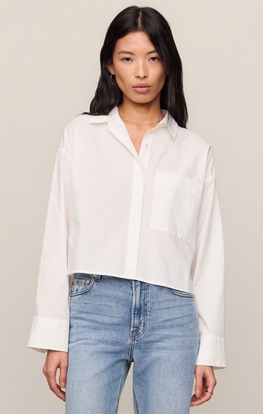 long sleeve button up white top