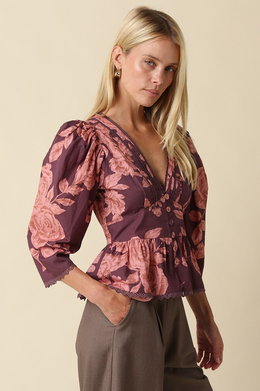 Nadine Floral Puff Sleeve Top