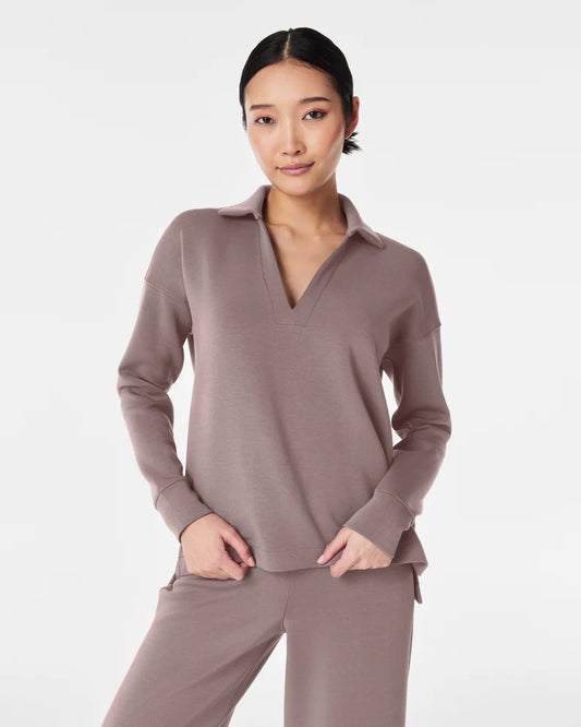 Spanx AirEssentials Polo Top - Smoke
