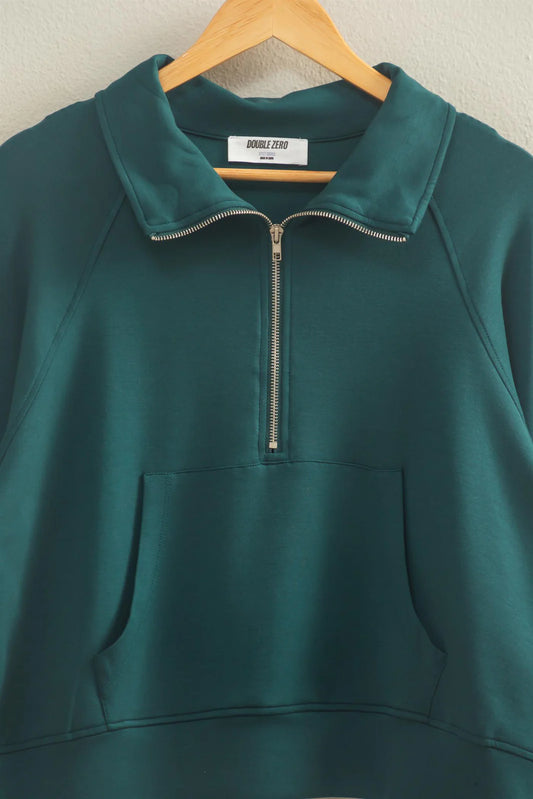 Scuba Half Zip-Up High Neck Collar Sweatshirt