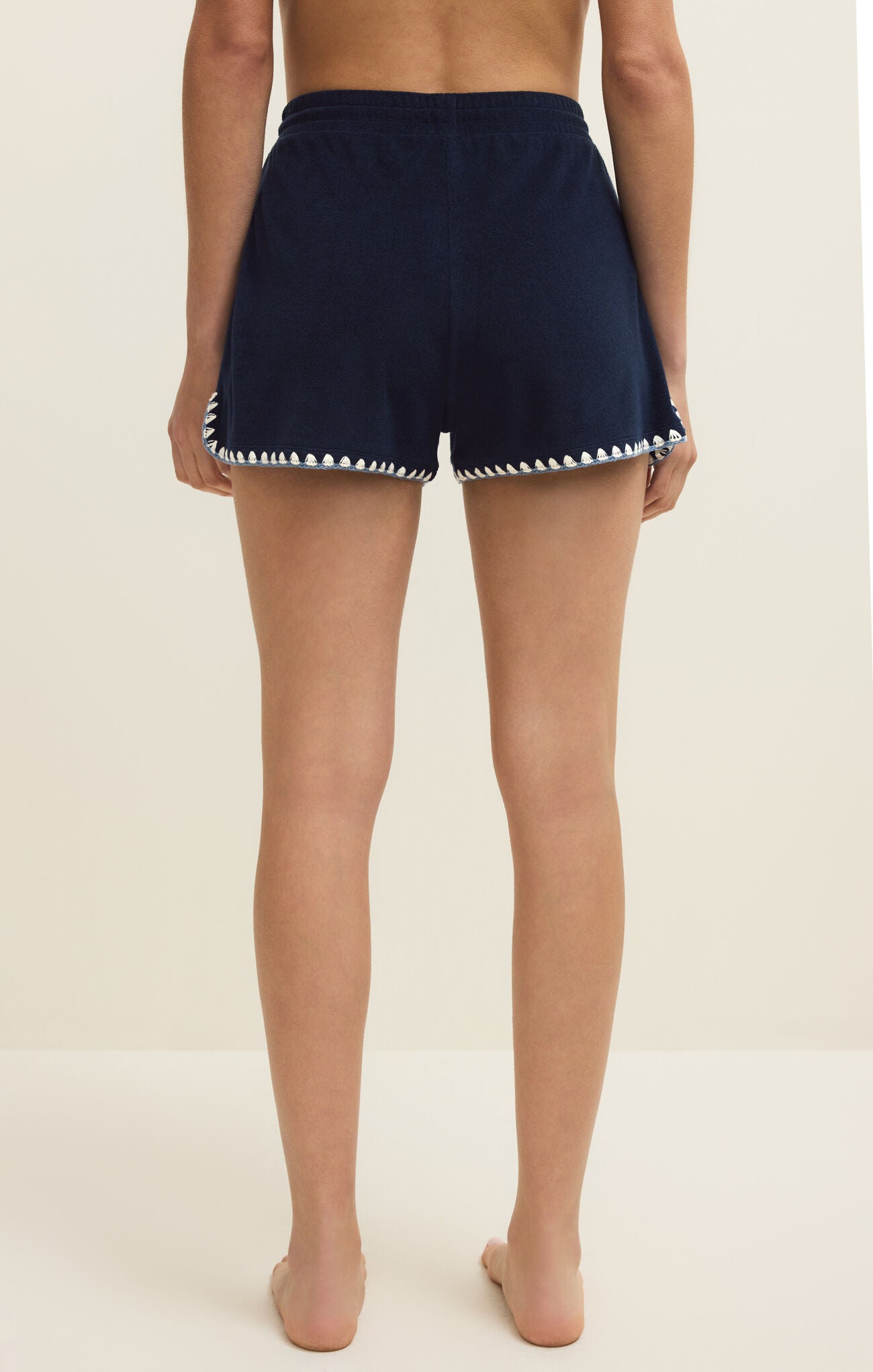 High rise terry lounge shorts with elastic waistband
