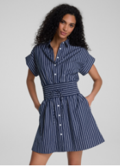 Spanx Poplin Smocked Mini Shirt Dress