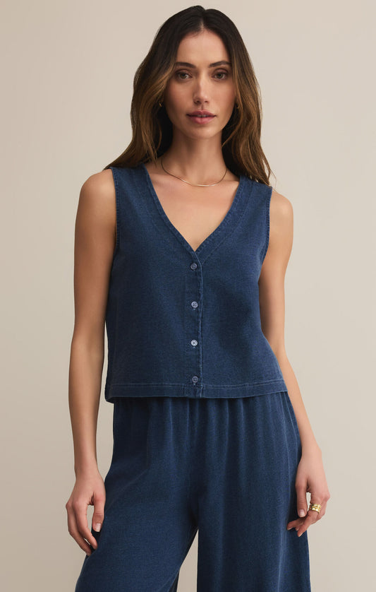 Z Supply Solace Jersey Denim Top