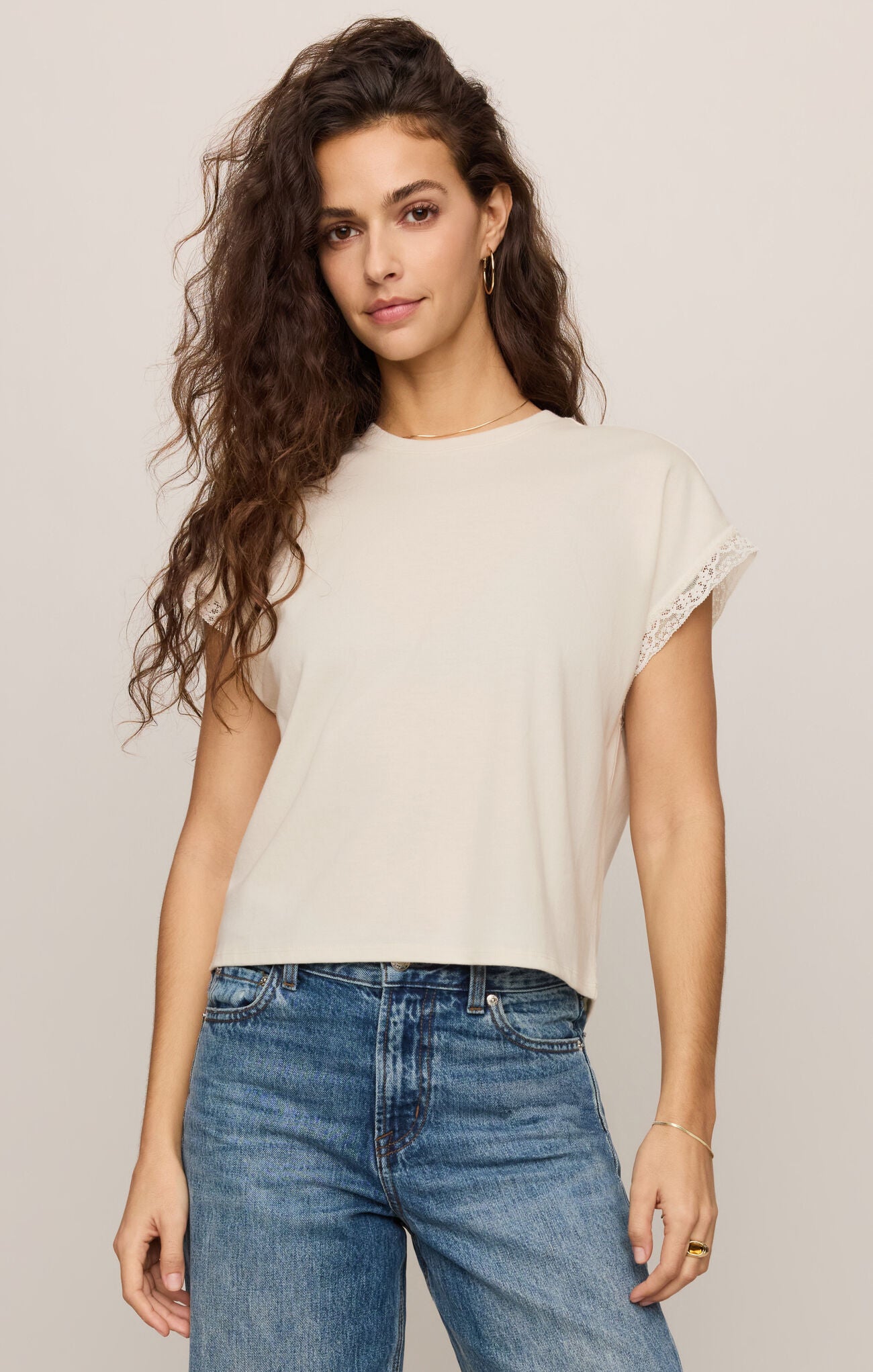 A premium cotton lyocell jersey tee featuring a classic crew neckline and soft, breathable feel for effortless everyday sophistication.