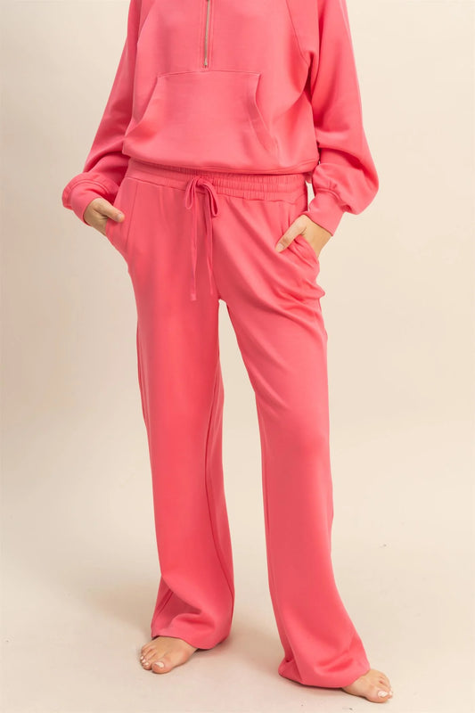 Scuba High-Waist Wide-Leg Drawstring Sweatpants