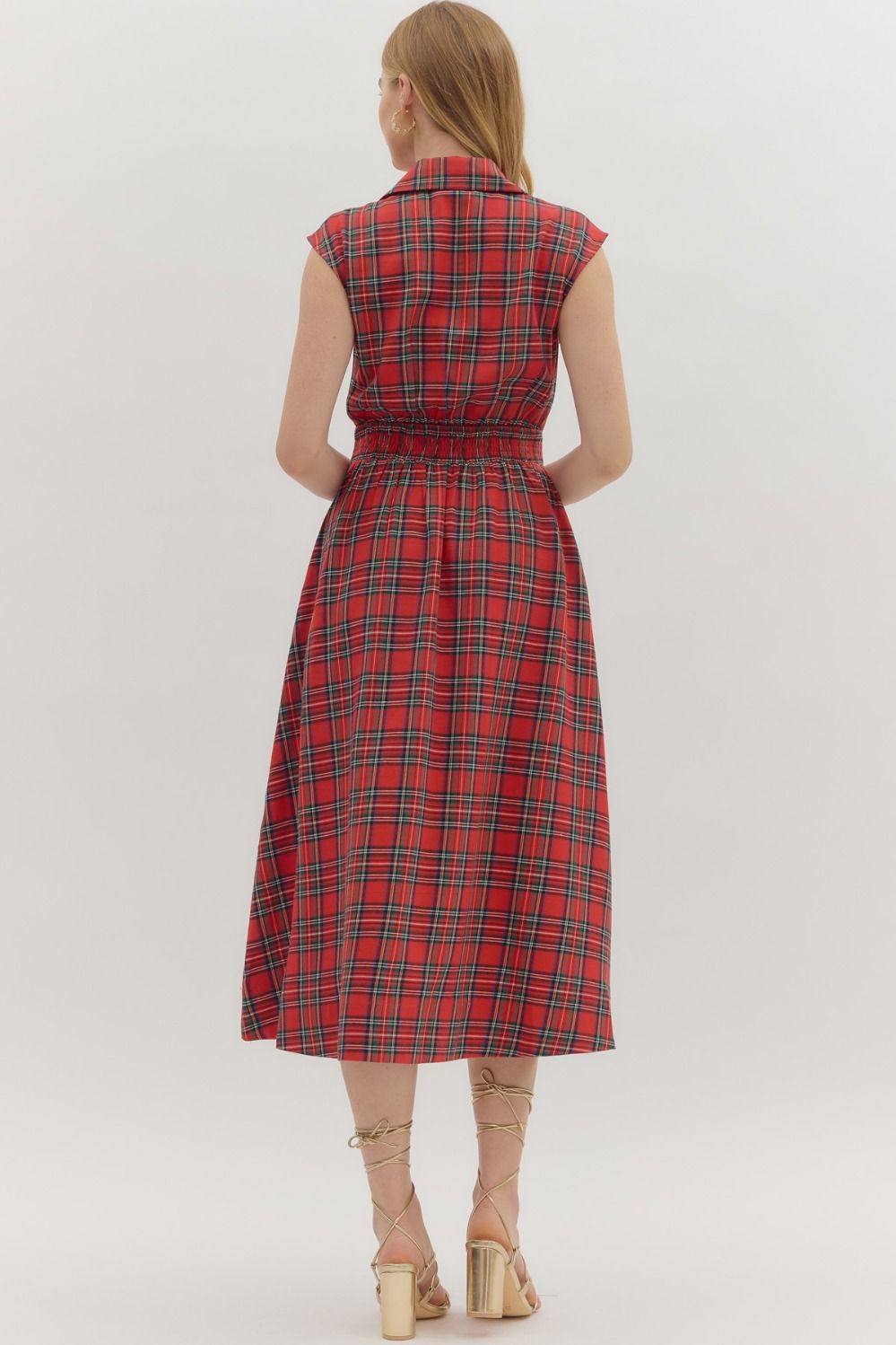 Mary Plaid Midi Dress