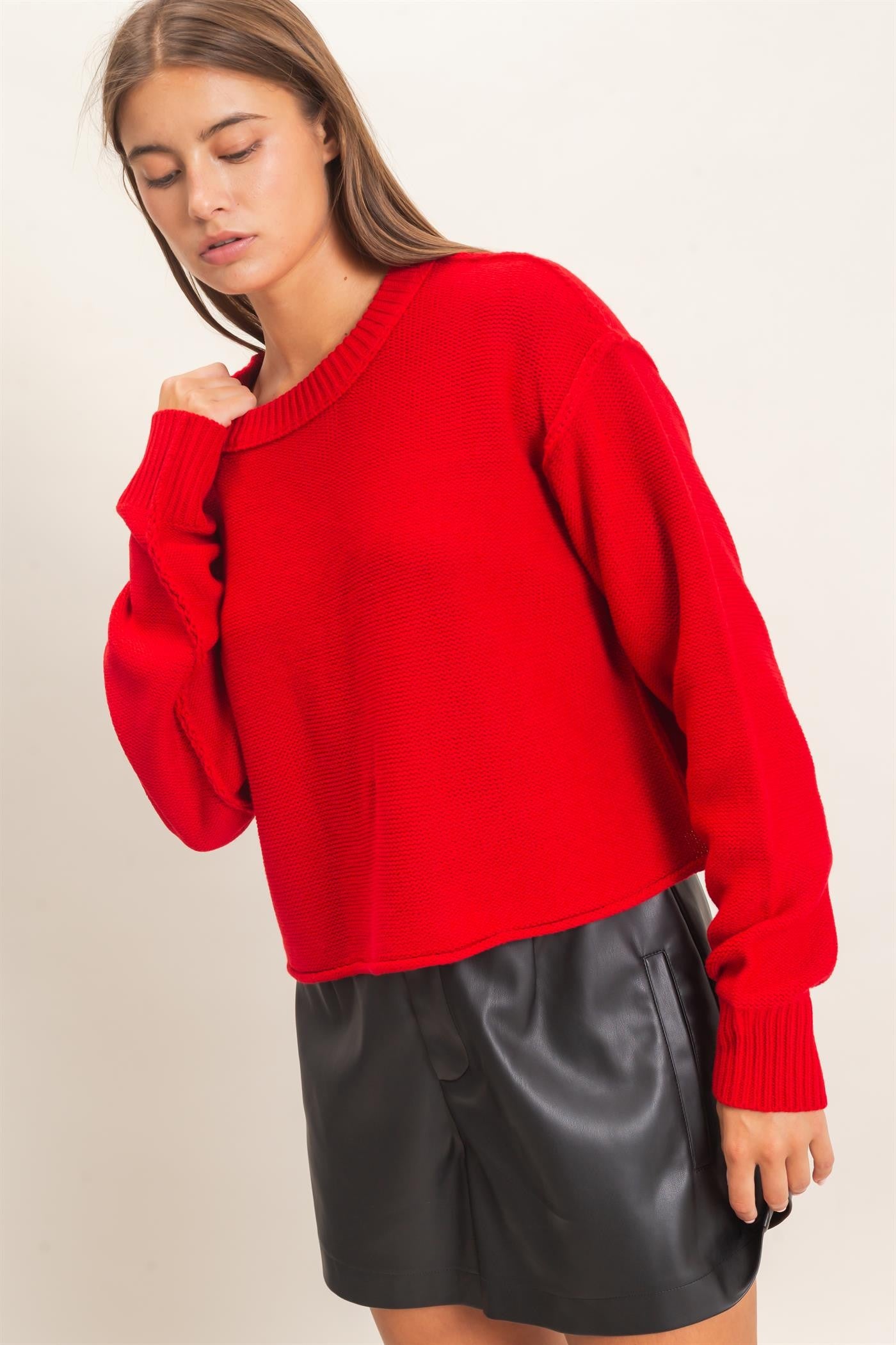A cozy oversized sweater with relaxed drop shoulders and distinctive reverse-seam detailing for effortlessly modern everyday style.