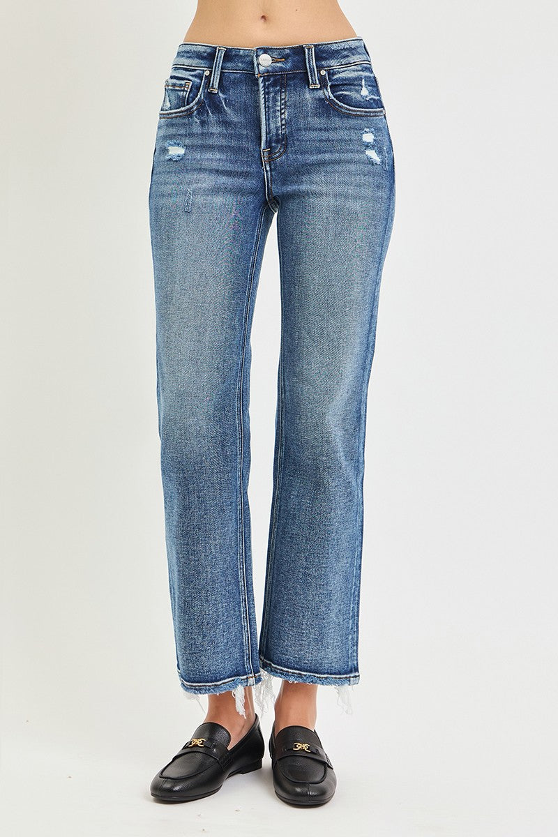 Flattering and easy to style, these mid-rise cropped straight-leg jeans feature tummy control for a smooth, confident fit and a timeless denim silhouette.
