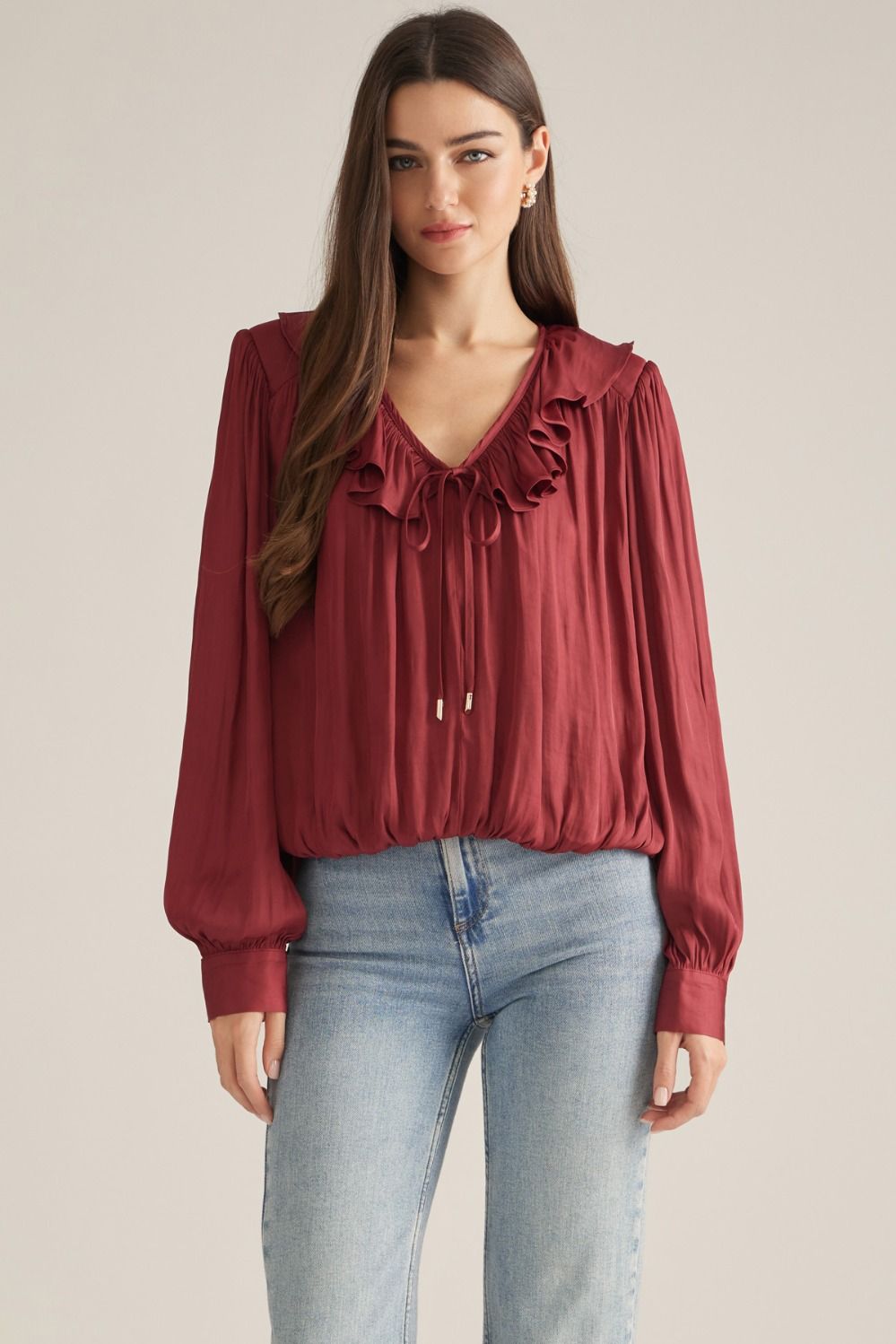 Florence Ruffle Tie-Front Blouse