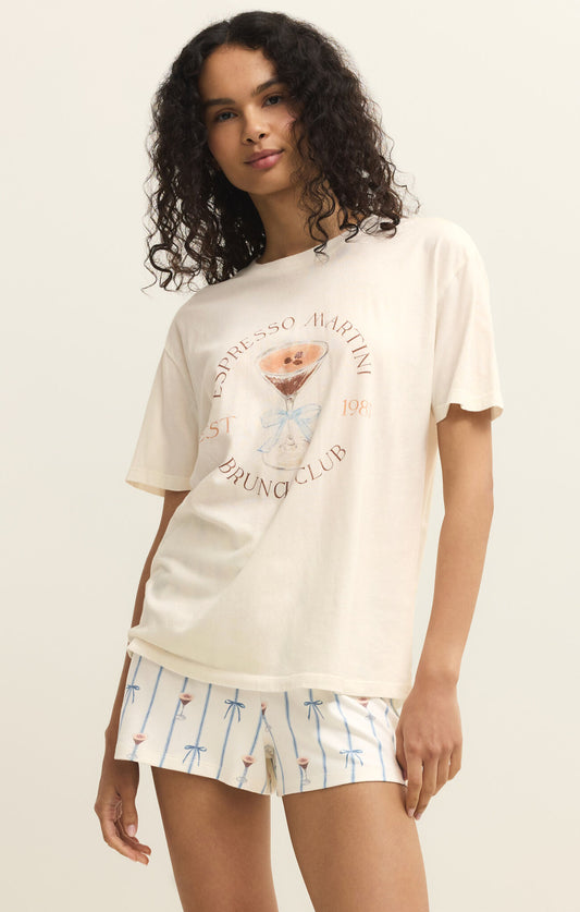 A laid-back tee with a playful twist—comfort meets personality in the Espresso Martini Boyfriend Tee.