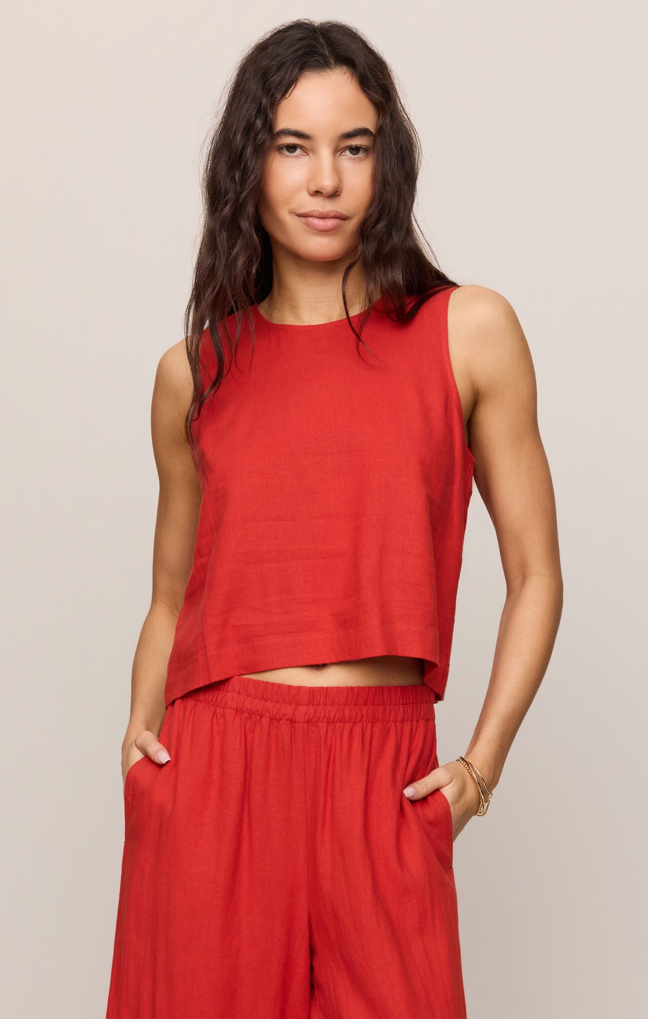 sleeveless linen top