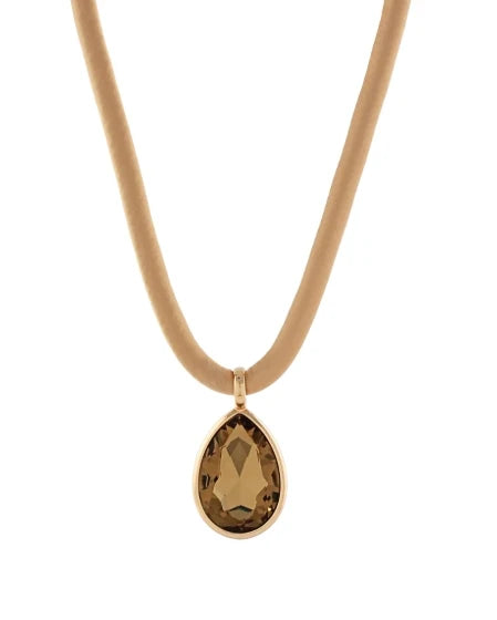 Satin Necklace w/gGlass Crystal Pendant
