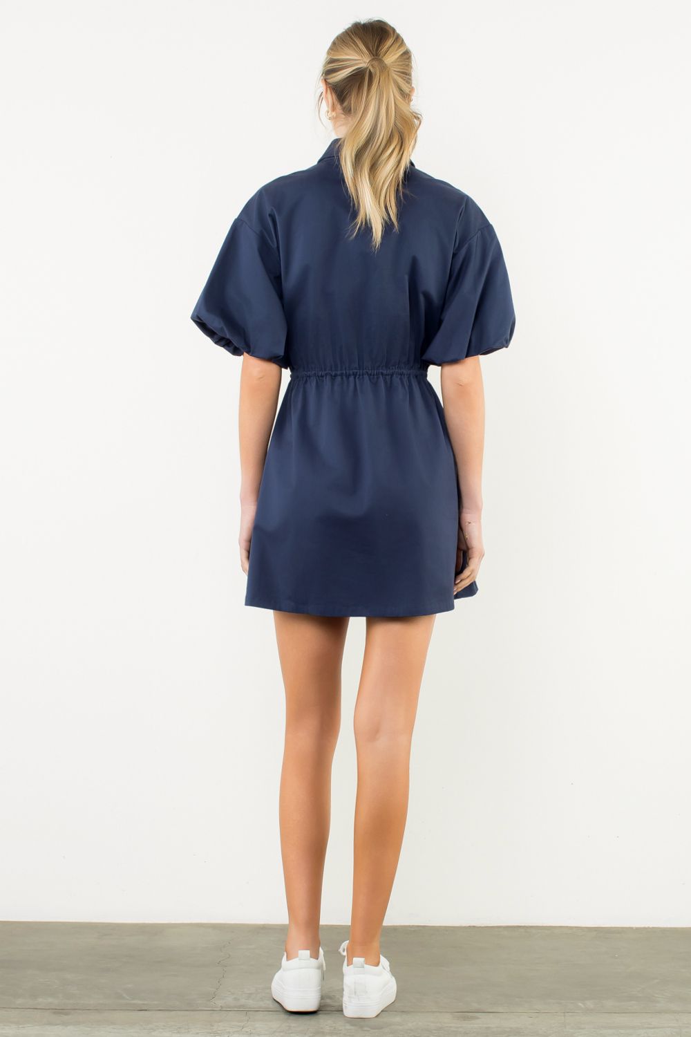Claudine Puff Sleeve Half Zip Dress