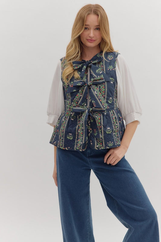 Botanical Peplum Vest